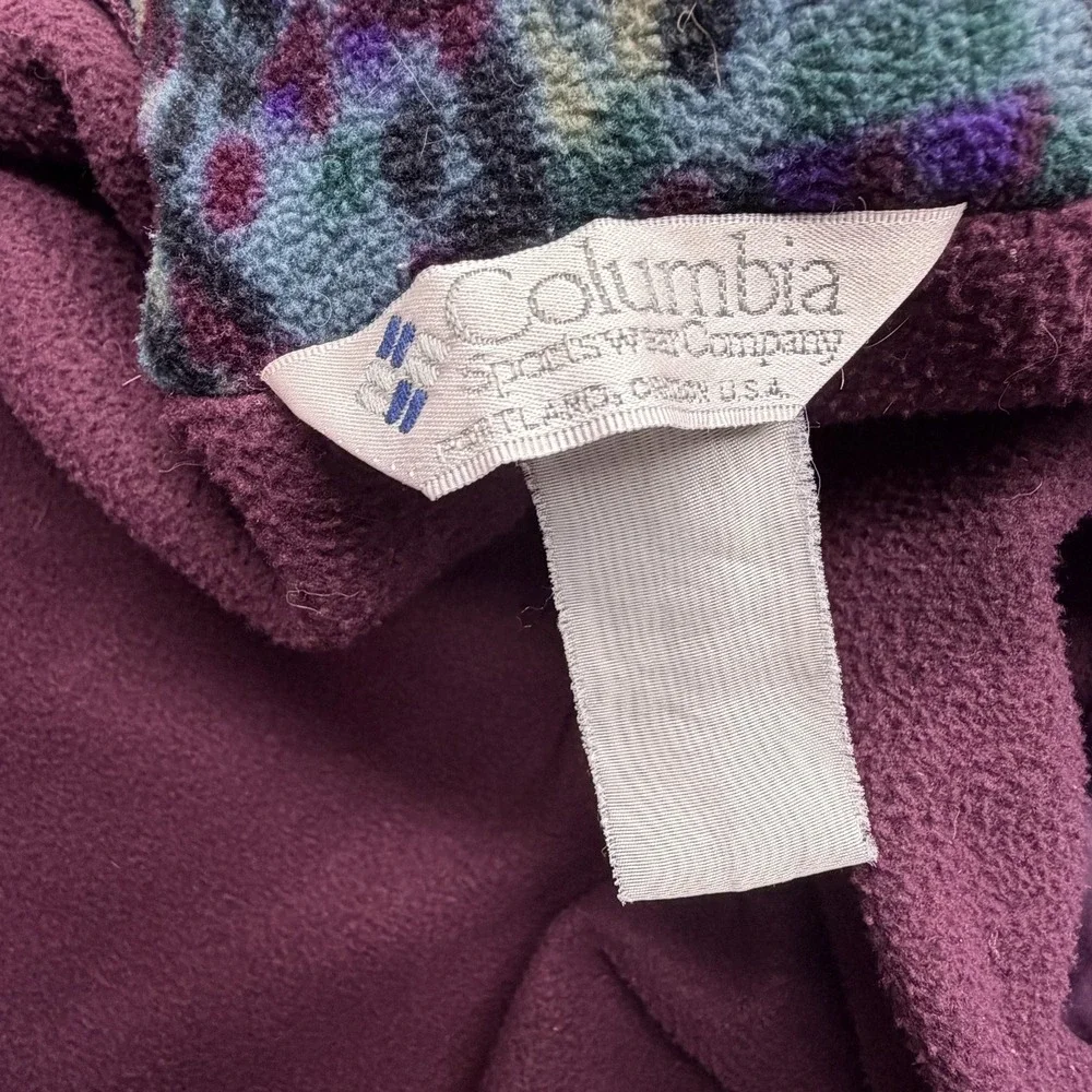 Vintage Columbia Fleece Jacket Mens XL‎ Purple Full Zip Pattern Collar 90s